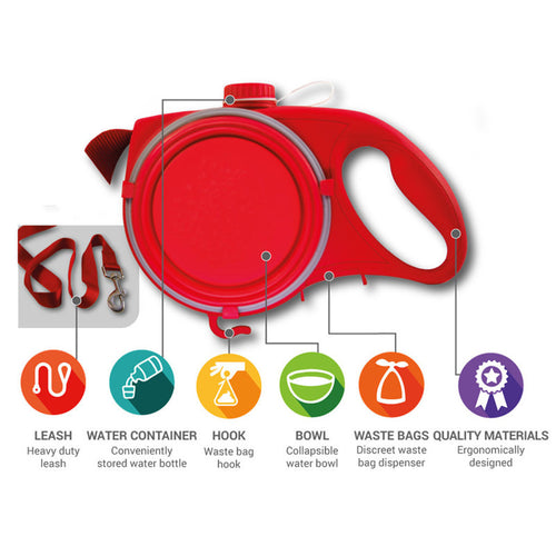 Multifunctional Pet Traction Rope With Water Bottle