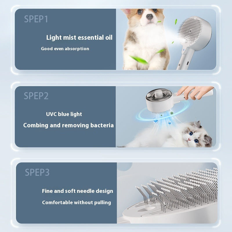Steam Pet Hair Remover Brush For Dogs Cats Self Cleaning Grooming