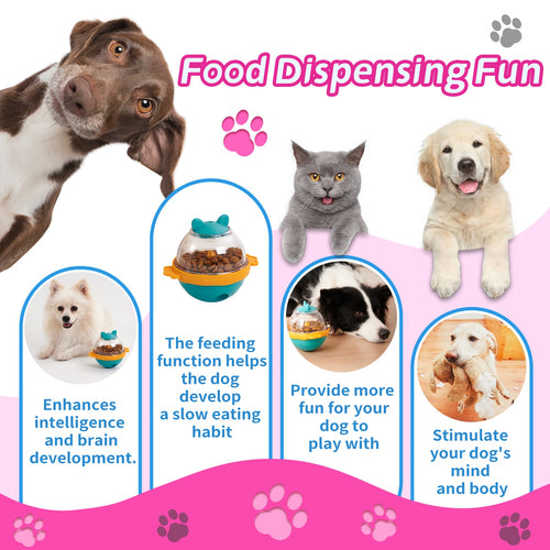 Dog Treat Balls Slow Feeder ToysDog & Cat Treat Dispenser Puzzle Toys  Active Rolling Balls For Medium&Large Dog Breeds  Interactive Squeaky Mental Stimulation